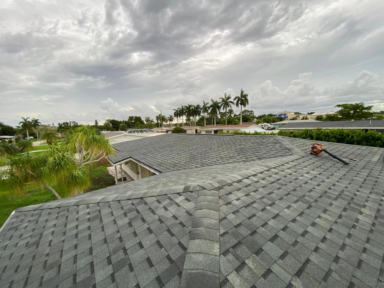 Vreeland roofing service, type shingle color Hearthstone.