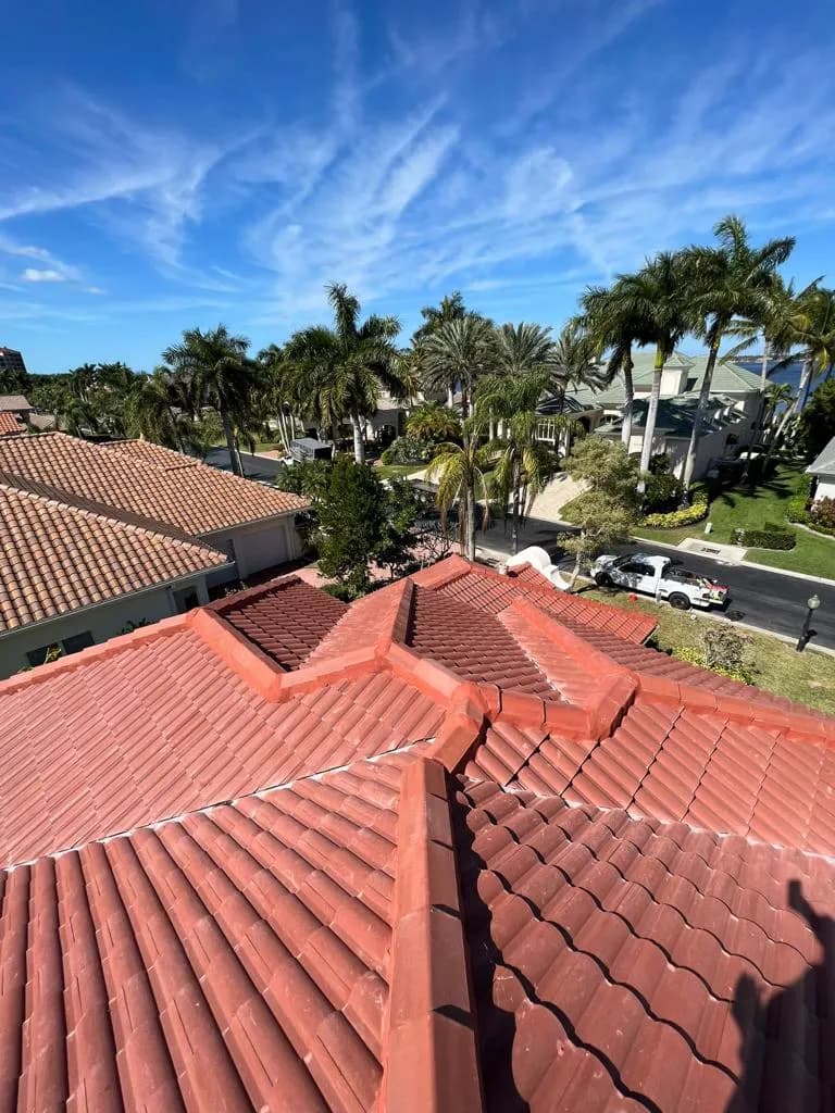 Vreeland roofing service, type tile color Spanish Red.