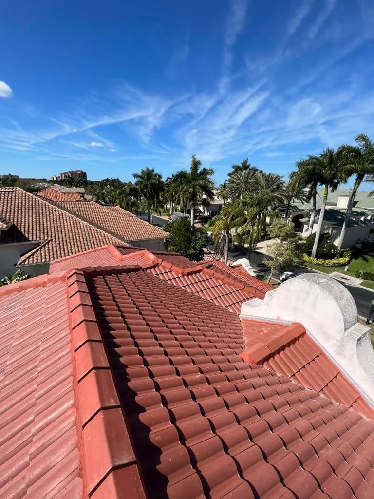 Vreeland roofing service, type tile color Spanish Red.