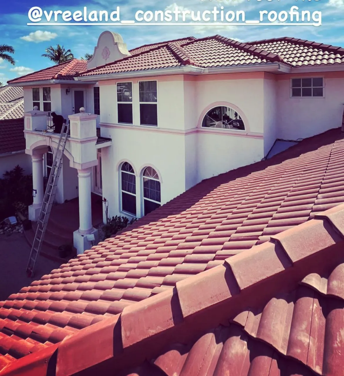 Vreeland roofing service, type tile color Spanish Red.