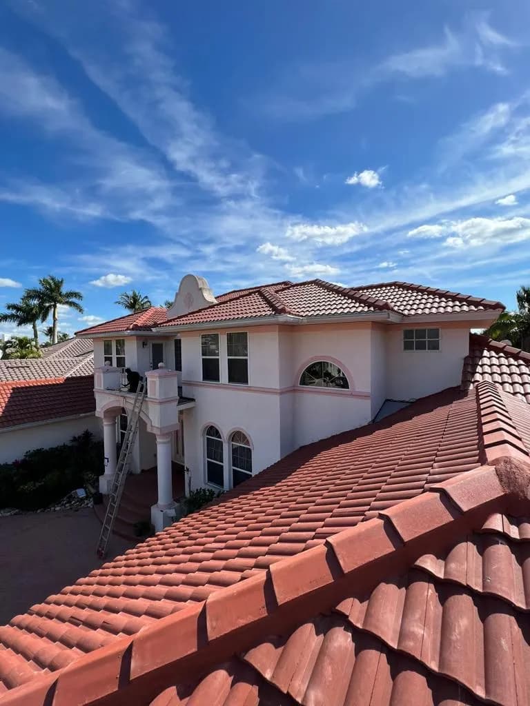 Vreeland roofing service, type tile color Spanish Red.