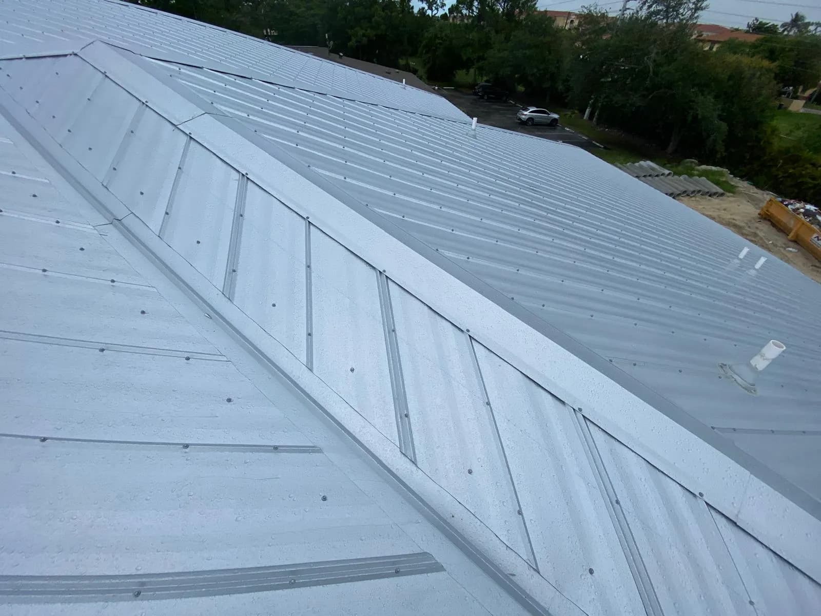 Vreeland roofing service, type metal color Galvalume Acrylic-coated.